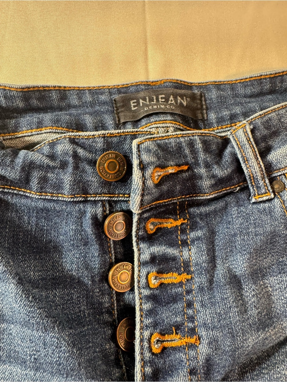 Jean Large Button-Front Distressed Denim Shorts in Blue - Picture 5 of 9